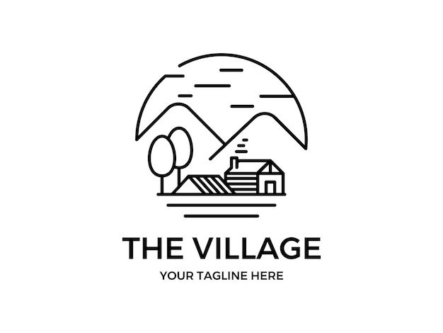 Plantilla de placa de logotipo de The Village Line Art