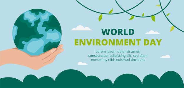 Plantilla plana de banner del día mundial del medio ambiente 2