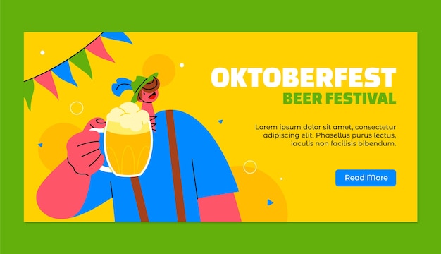 Plantilla plana de banner horizontal de oktoberfest