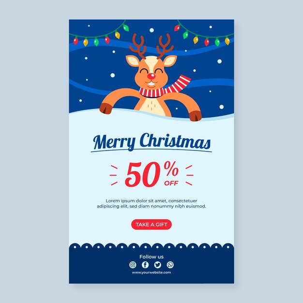 Plantilla plana de correo electrónico de navidad