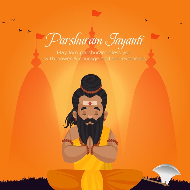 Plantilla plana de diseño de banner del festival hindú Parshuram Jayanti