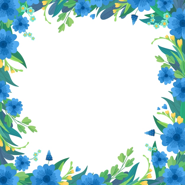 Plantilla plana floral marco vacío cuadrado