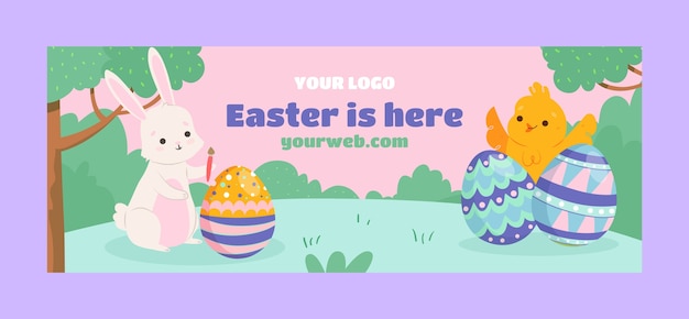 Vector plantilla plana de portada de redes sociales para celebración de pascua