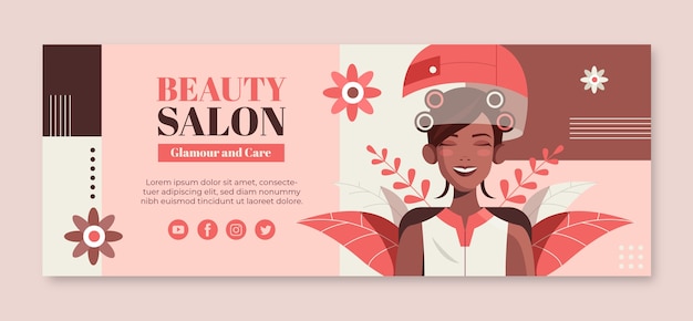 Vector plantilla plana de portada de redes sociales de salón de belleza