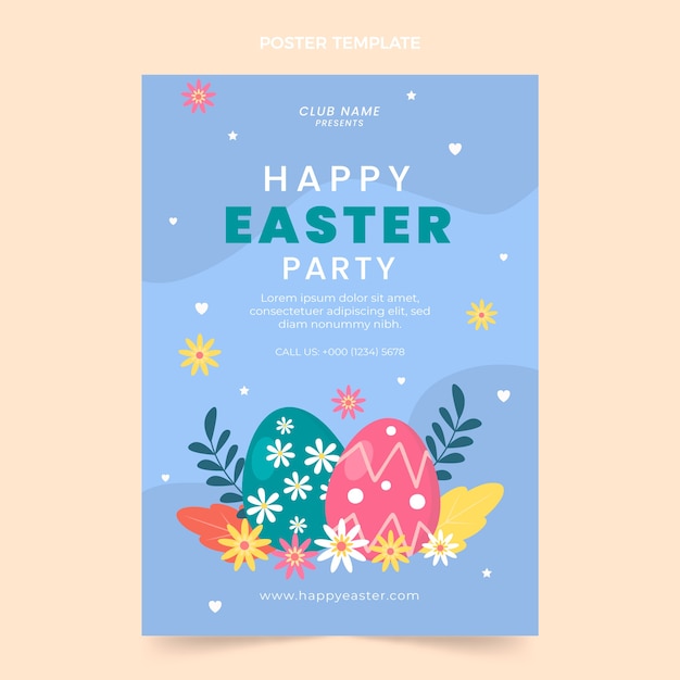 Vector plantilla plana de póster vertical de pascua