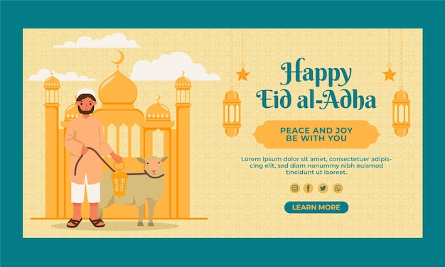 Vector plantilla plana de promoción de redes sociales de eid al-adha