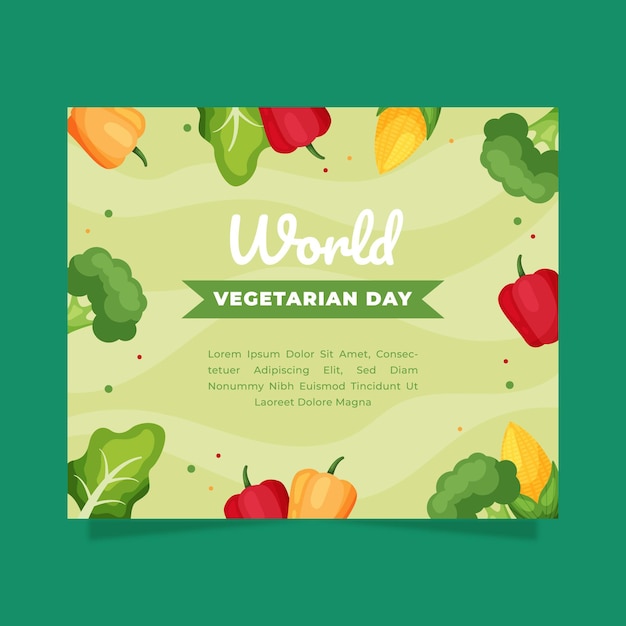 Plantilla plana de publicación en redes sociales del día mundial del vegetariano