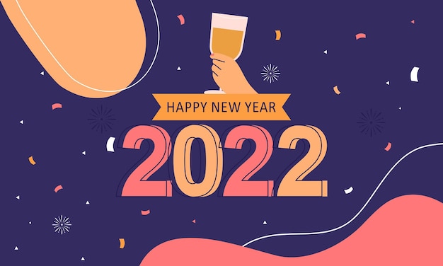 Plantilla plana de tarjeta de felicitación de año nuevo 2022