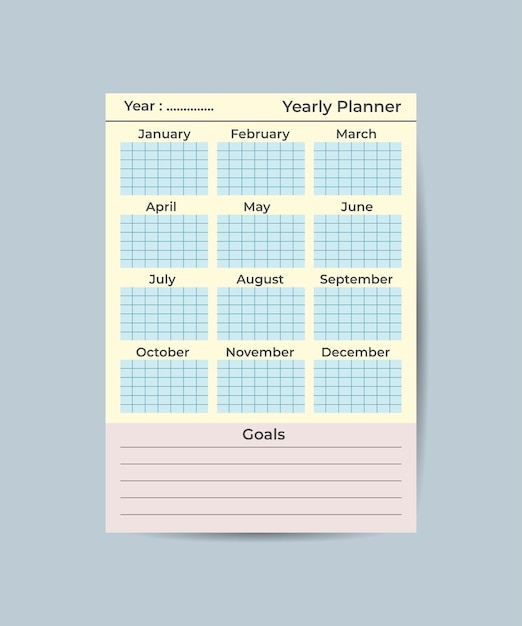 Plantilla de planificador anual planificadores minimalistas Página de organizador de negocios