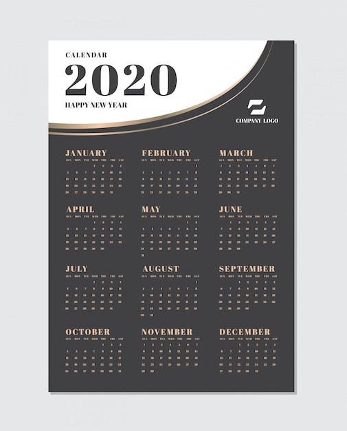 Plantilla de planificador de calendario para 2020