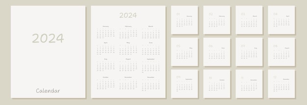 Vector plantilla de planificador de calendario 2024