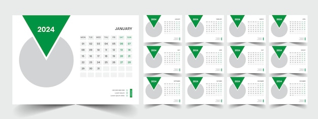 Plantilla de planificador con calendario para el año 2024