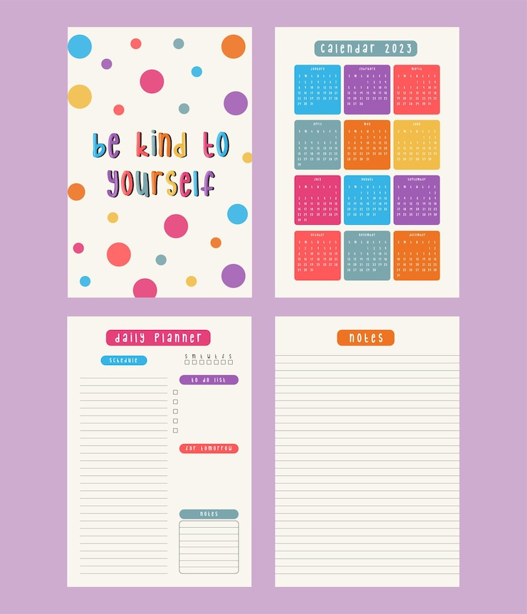 Plantilla de planificador diario colorido