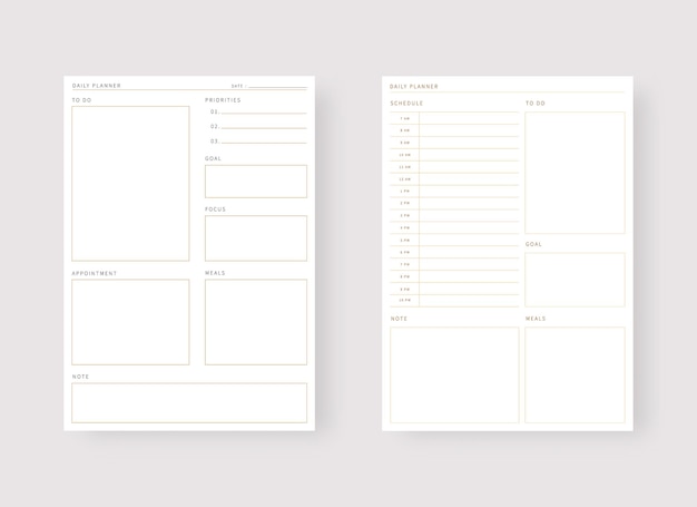 Plantilla de planificador diario conjunto de planificador y lista de tareas