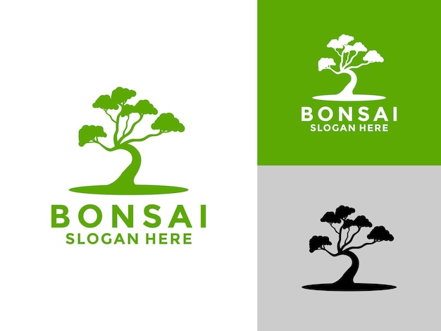 La plantilla de la planta de bonsai el diseño del icono de la plantilla del logotipo del bonsai la silueta del diseño del logotipo