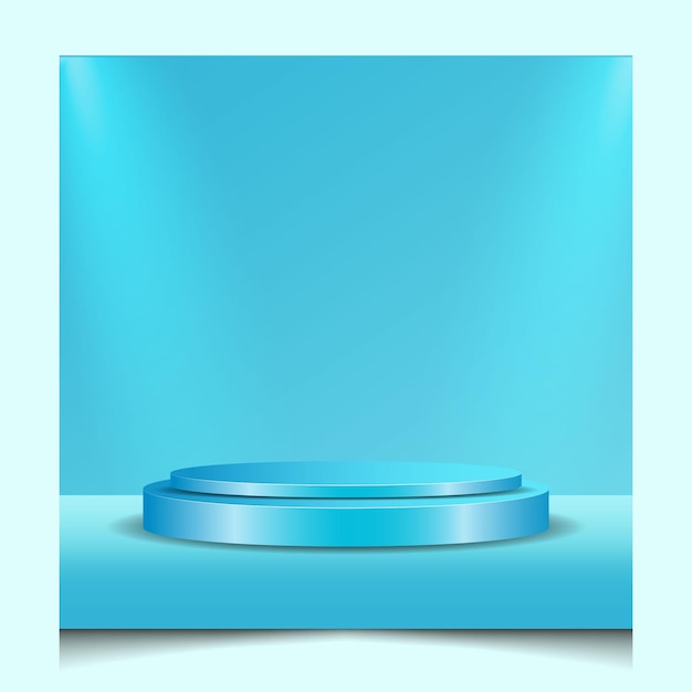 Plantilla de podio 3D vacía con fondo azul cielo perfecta para exhibiciones de productos de lujo