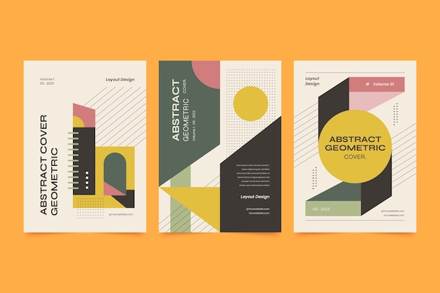 Plantilla de portada abstracta de diseño plano