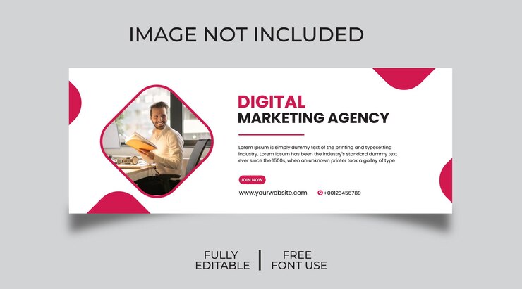 Plantilla de portada de agencia de marketing digital eps