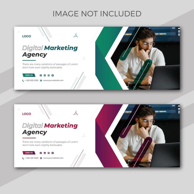 Plantilla de portada y banner de Facebook de la agencia de marketing digital Vector