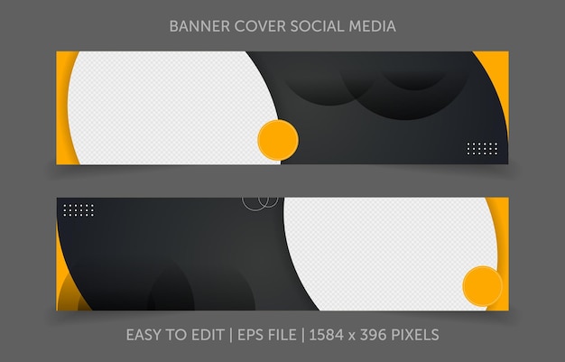 plantilla de portada de banner de redes sociales con espacio de reemplazo de imágenes