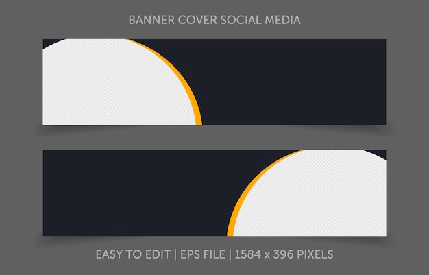 plantilla de portada de banner de redes sociales con espacio de reemplazo de imágenes