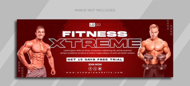 Vector plantilla de portada de banner web rojo de gimnasio y fitness