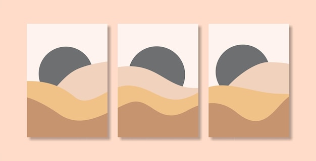 Plantilla de portada de cartel contemporáneo de paisaje de naturaleza estética abstracta
