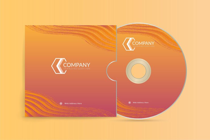 Vector plantilla de portada de cd corporativo de dibujo a mano de tinta grunge