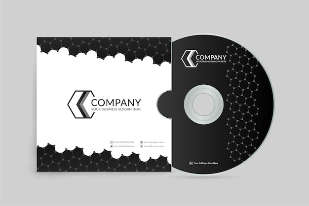 Plantilla de portada de CD negra de negocios simple