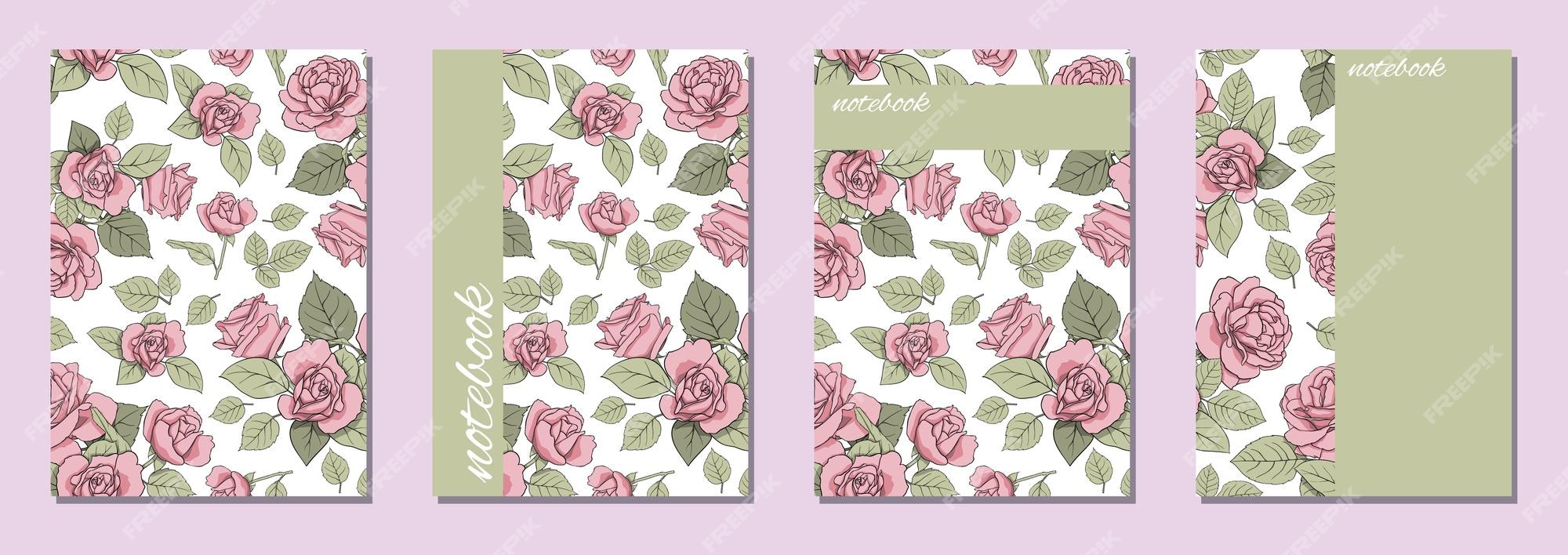 Plantilla de portada diseño de portada estilo flor con rosas para niñas  adecuado para libros cuadernos | Vector Premium