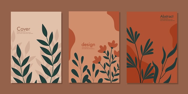 Vector plantilla de portada con estampado floral, belleza, fondo abstracto botánico, tamaño a4 para libros escolares