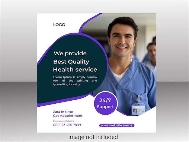 Vector plantilla de portada de facebook de atención médica y dental
