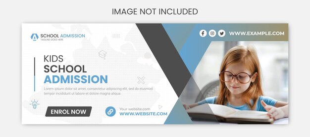 Plantilla de portada de facebook y banner web de admisión a la escuela