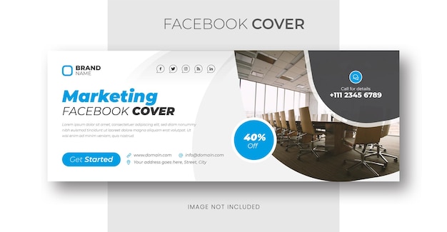 Plantilla de portada de facebook y banner web de marketing digital