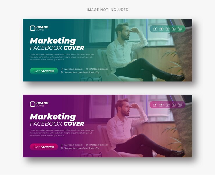 Plantilla de portada de facebook y banner web de marketing digital