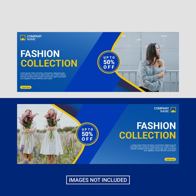 Plantilla de portada de facebook y banner web de moda