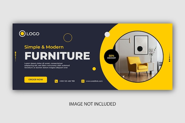 Plantilla de portada de facebook y banner web de muebles modernos