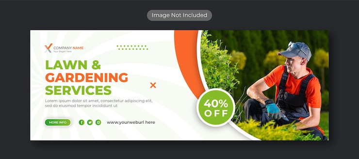 Vector plantilla de portada de facebook y banner web de servicio de jardinería o paisajismo