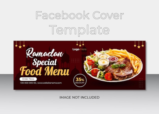 Plantilla de portada de Facebook de comida moderna y banner comercial
