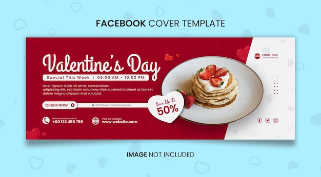 Plantilla de portada de Facebook de comida y restaurante Día de San Valentín