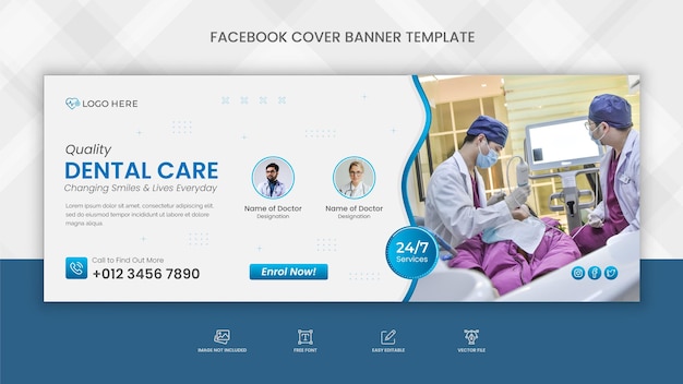Plantilla de portada de Facebook de cuidado dental