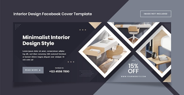 Vector plantilla de portada de facebook de diseño de interiores