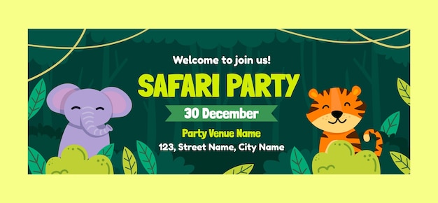 Plantilla de portada de facebook de fiesta safari dibujada a mano