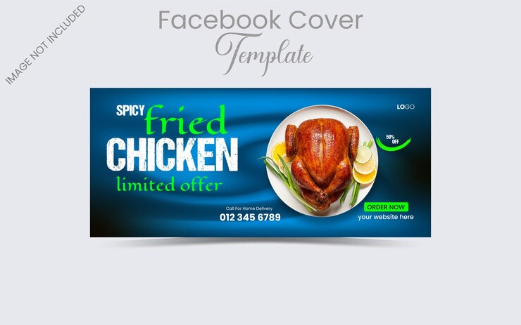 Una plantilla de portada de Facebook con la imagen de un pollo.