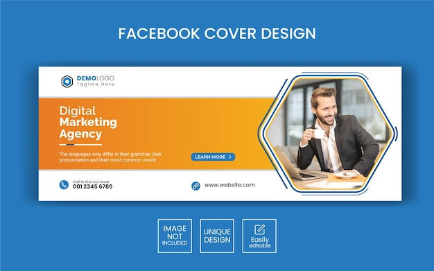 Plantilla de portada de facebook de marketing de negocios digitales