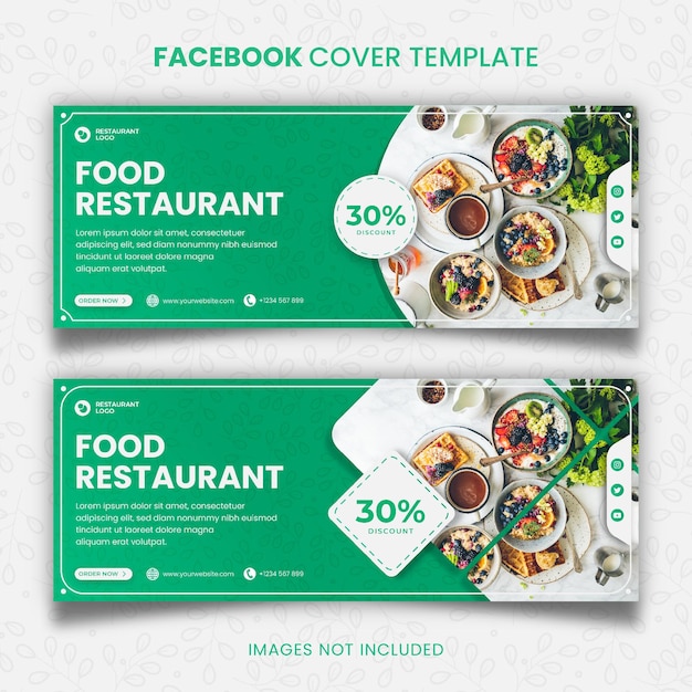 Plantilla de portada de facebook de menú de comida y restaurante