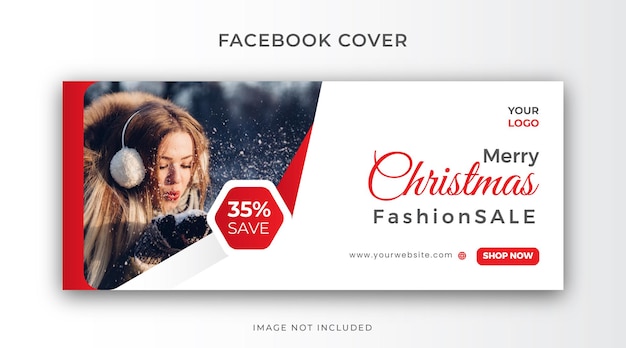 Plantilla de portada de Facebook de moda de año nuevo de feliz Navidad