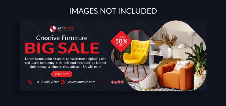 Vector plantilla de portada de facebook de promoción de venta de muebles creativos
