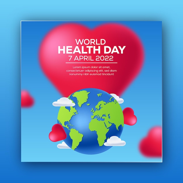 Plantilla de portada de facebook de publicación de instagram del día  mundial de la salud 7 de abril | Vector Premium