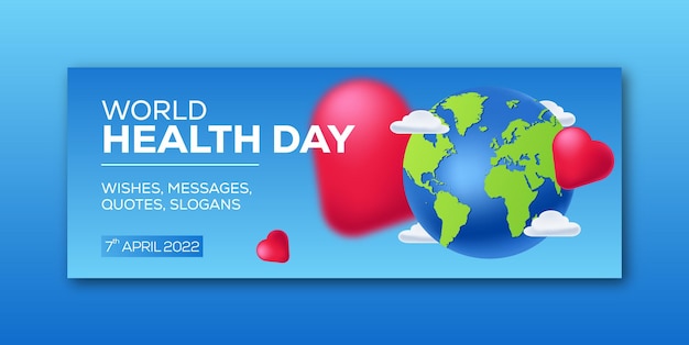 Plantilla de portada de facebook de publicación de instagram del día mundial de la salud 7 de abril